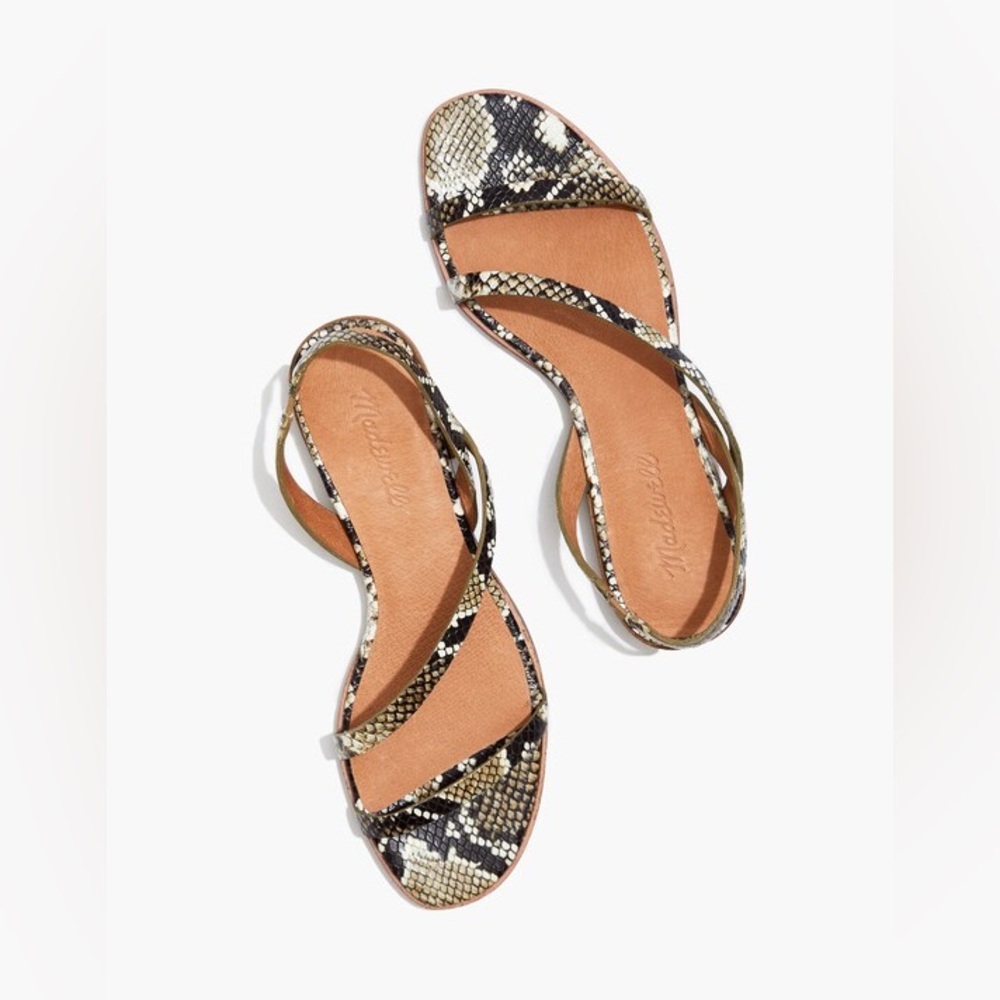 Madewell The Heidi Slingback Sandal in Snake Embossed Leather Size 7.5